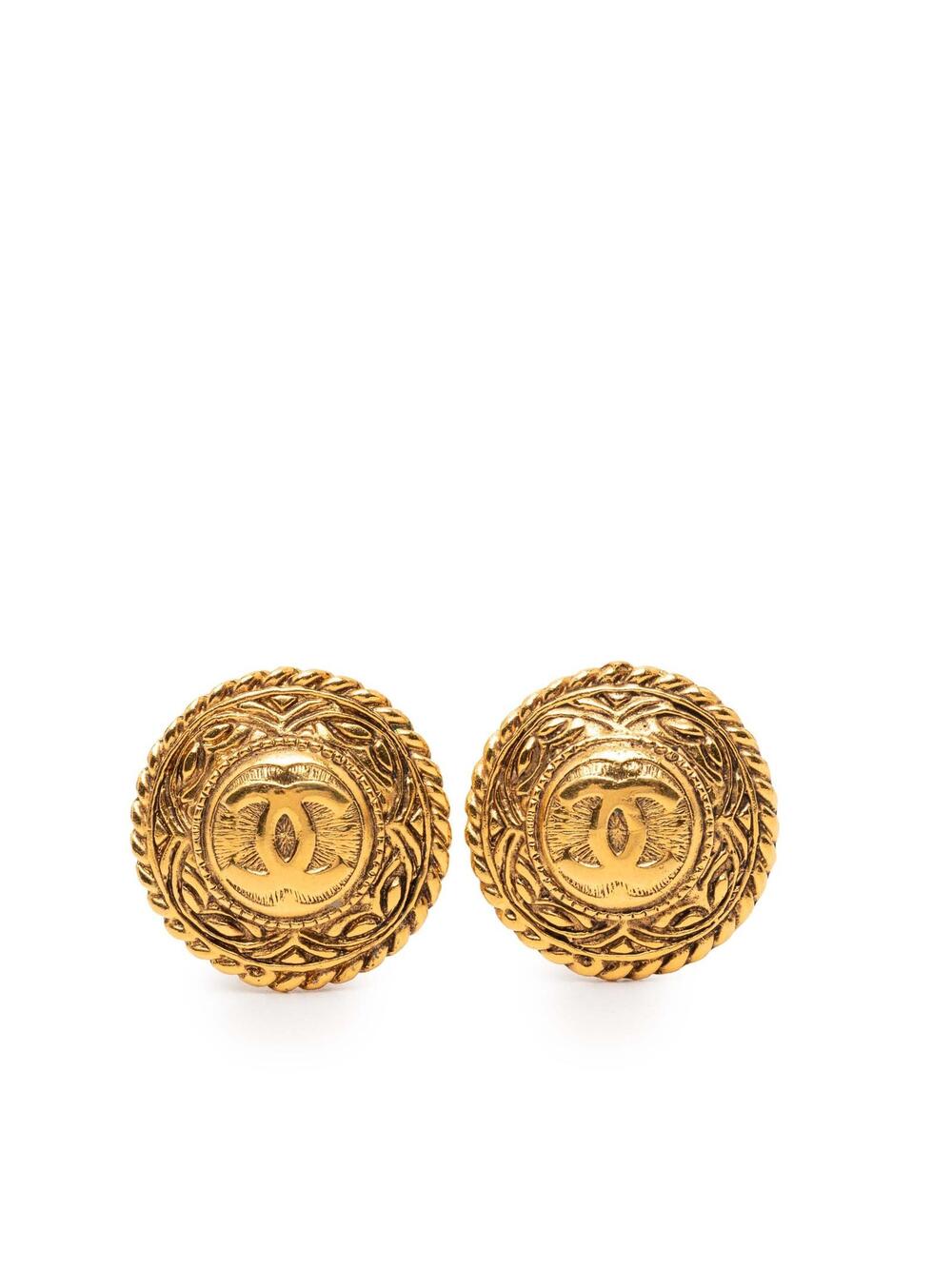 Chanel Gold Plated Cc Round Clip On #279784C47B